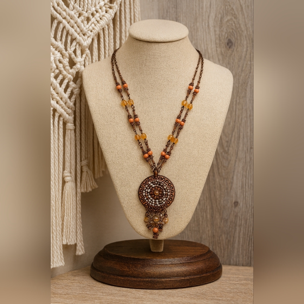 VINTAGE B.W AVON BEADED BOHO CHOKER NECKLACE